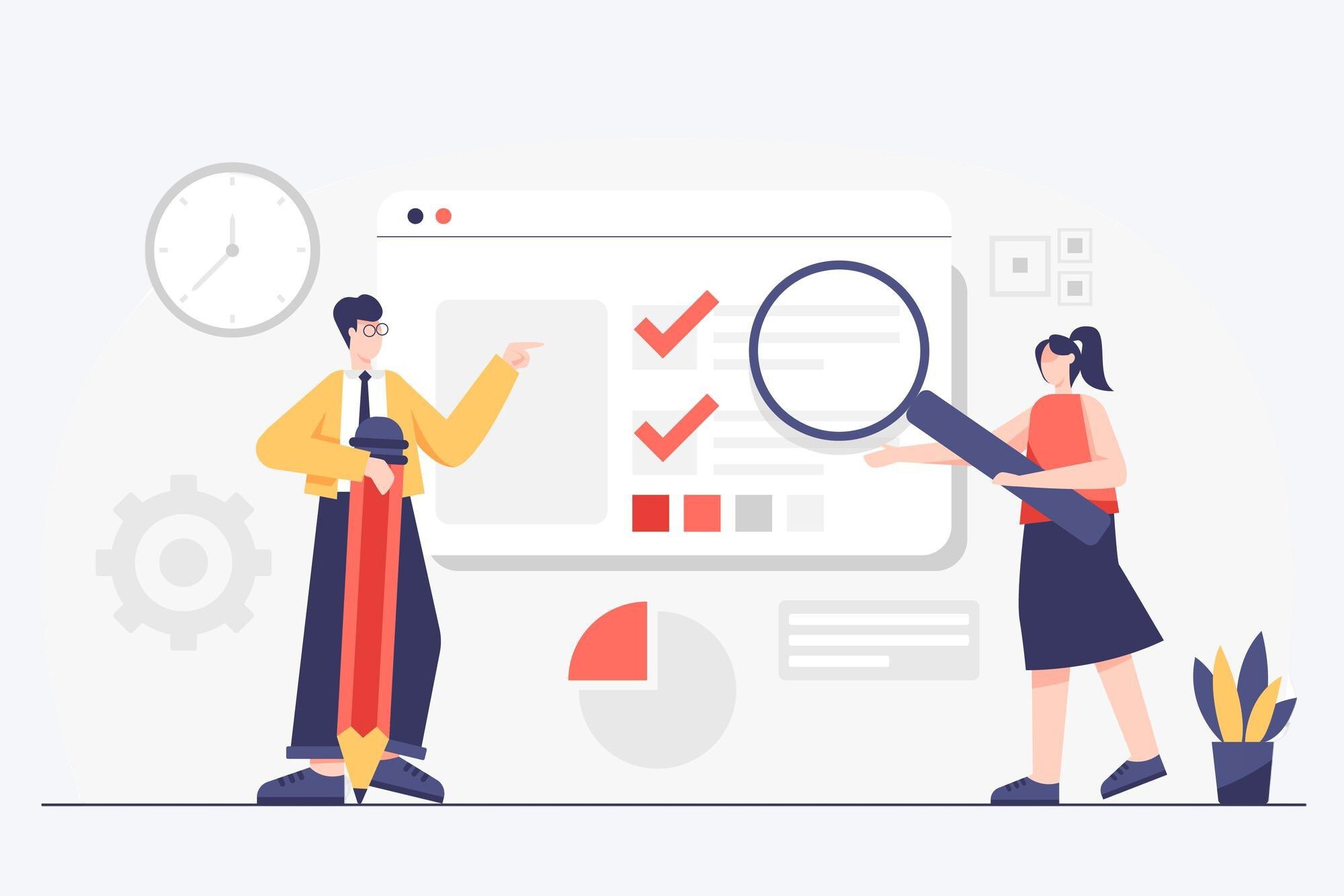 Illustration : analyse d'une fiche en ligne, liste de vérifications et recherche